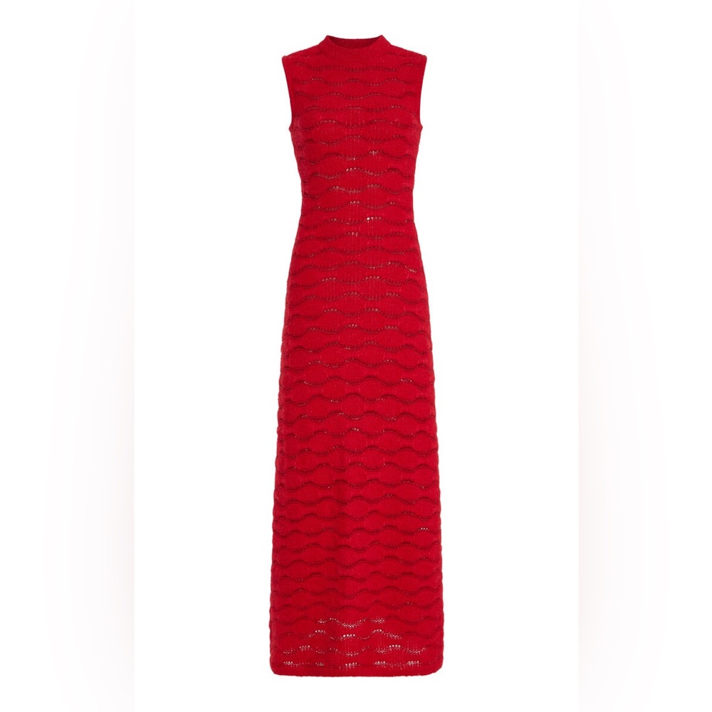 ESCVDO Red Cona Alpaca-Cotton Maxi Dress Small